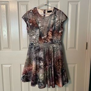Ted Baker size 10 pink tie dye graffiti print dress